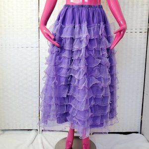 100% Handmade Purple Midi Tiered Skirt